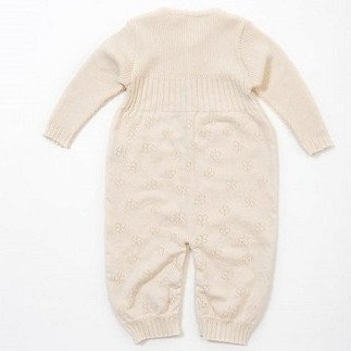 【ナチュラル】クローバー柄 2WAYオール CO-Ｗ42【7営業日程度で発送】| ベビー ベビー服 赤ちゃん 新生児～ 1歳前後 服 ツーウェイオール スナップ留め ドレス型 パンツ オーガニック 綿 日本製